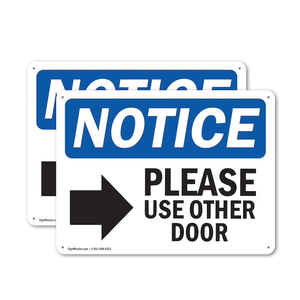 Signmission Please Use Other Door, 18 in W x Rectangle, Plastic OS-2PACK-NS-P-1218-L-16363 - main